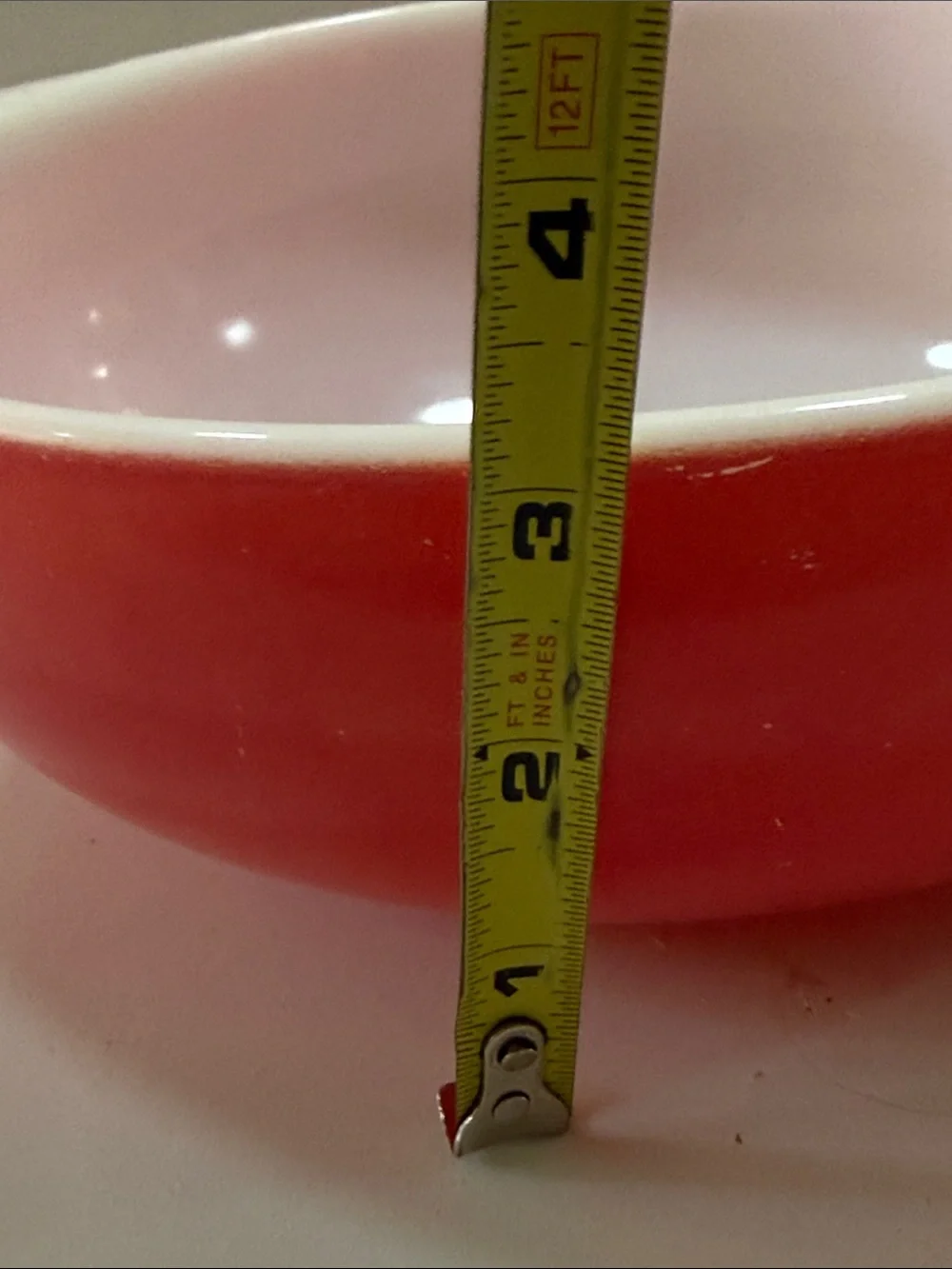 PYREX Vintage 1940’s Classic Pink and White Handled Serving Bowl 2 Quarts